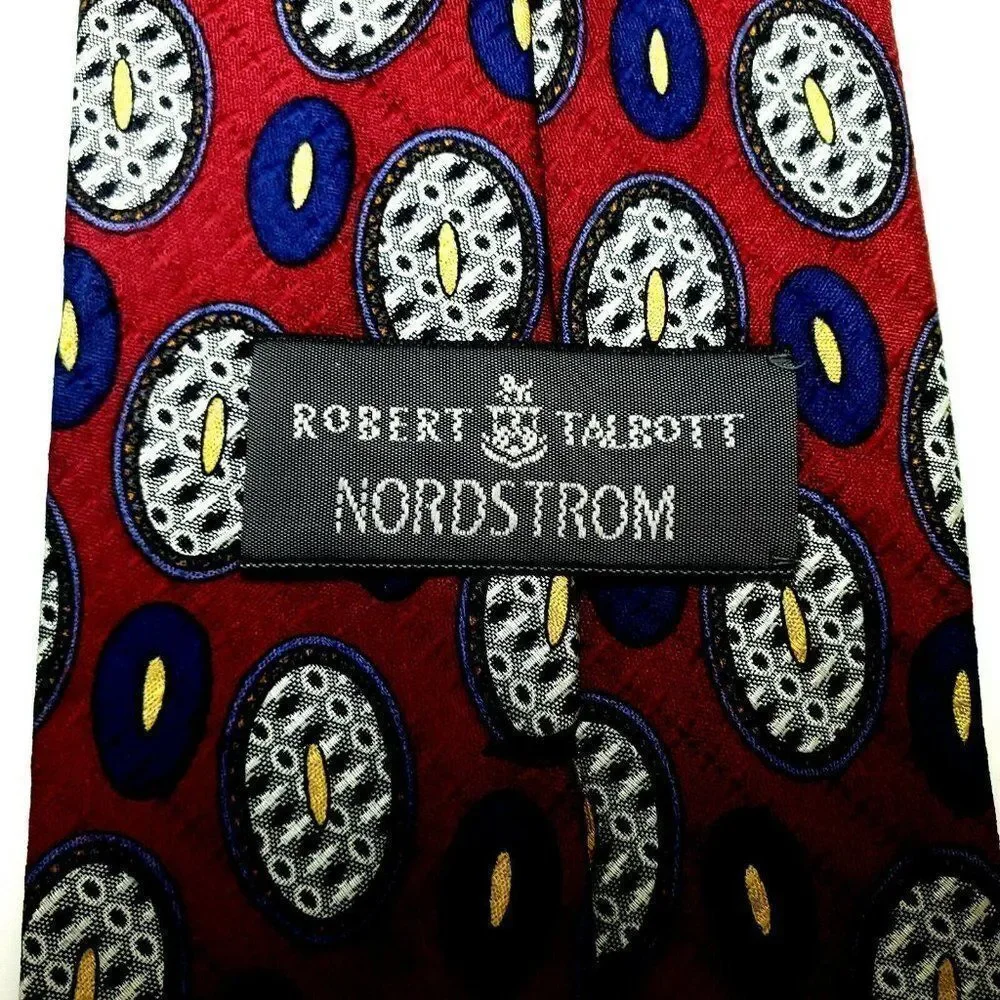 Robert Talbot Nordstrom Silk‎ Tie Red Print Classic